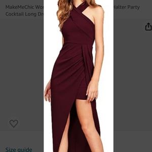 Wine halter cocktail dress
